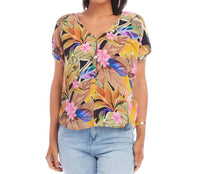 Karen Kane Tana Dolman Sleeve Top in tropical flower print - women's blouse