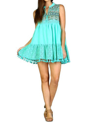 Velzera - Lace Fringe Embroidered Sleeveless Tunic
