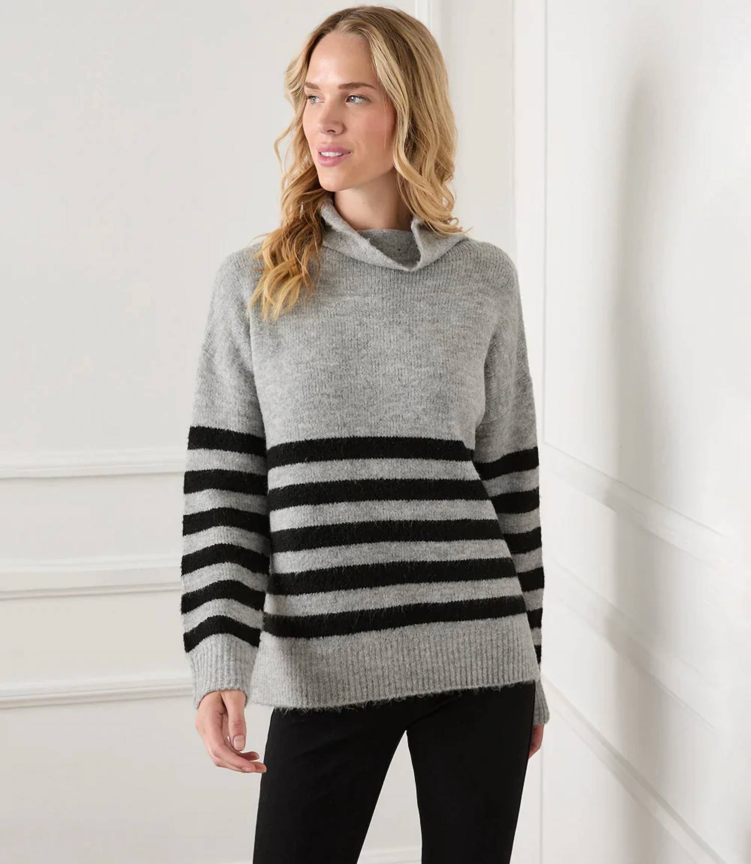 Karen Kane - Sloan Stripe Mockneck Sweater