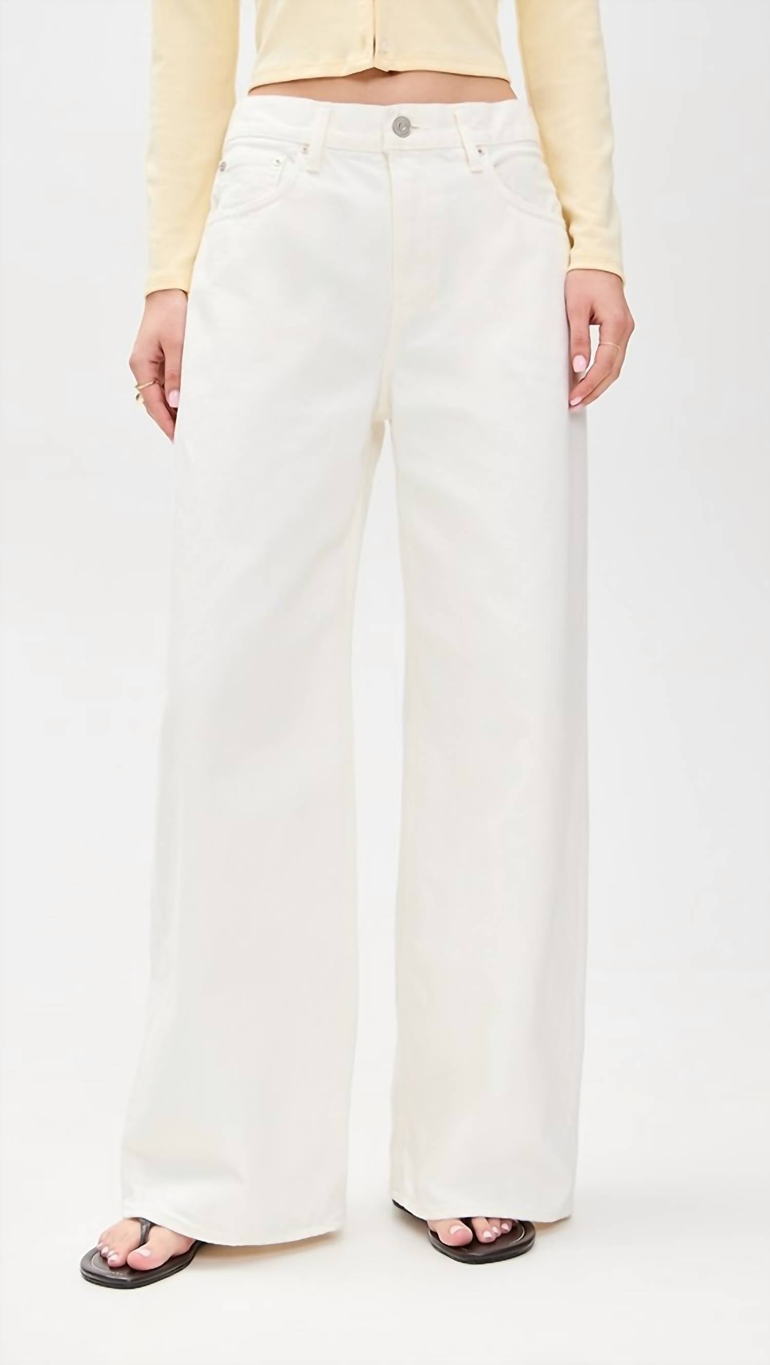 Moussy Tribeca Super Wide Pants in white - women's jeans