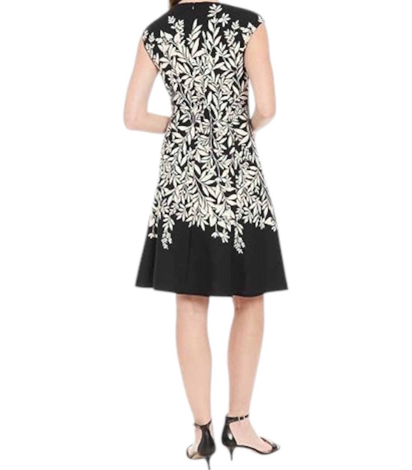 London Times - Split Neck Fit and Flare Dress
