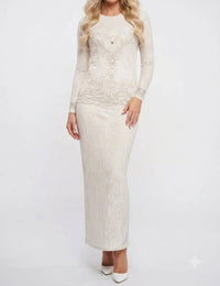 Sue Wong - Long Sleeve Floral Lace Evening Dress