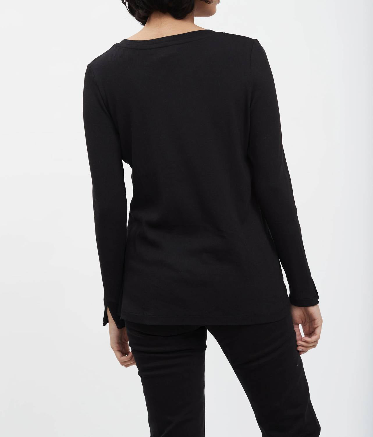 Fdj - Notched Neck Long Sleeve Tee