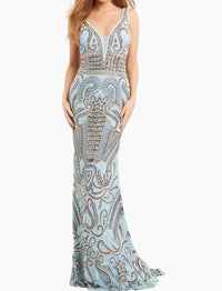 JOVANI Embellished Gown in blue - women's dress