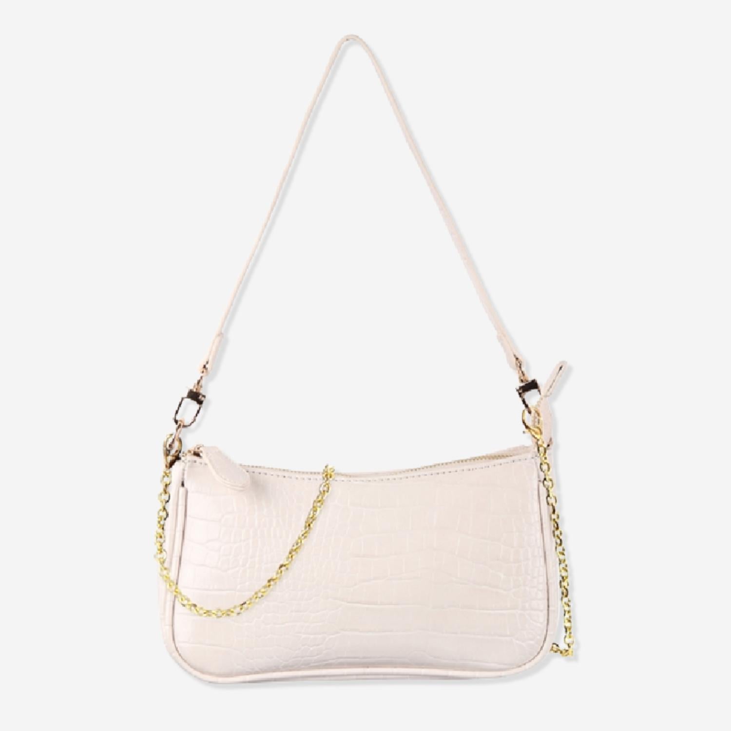 Riah Fashion - Croc-textured Faux Leather Convertible Bag