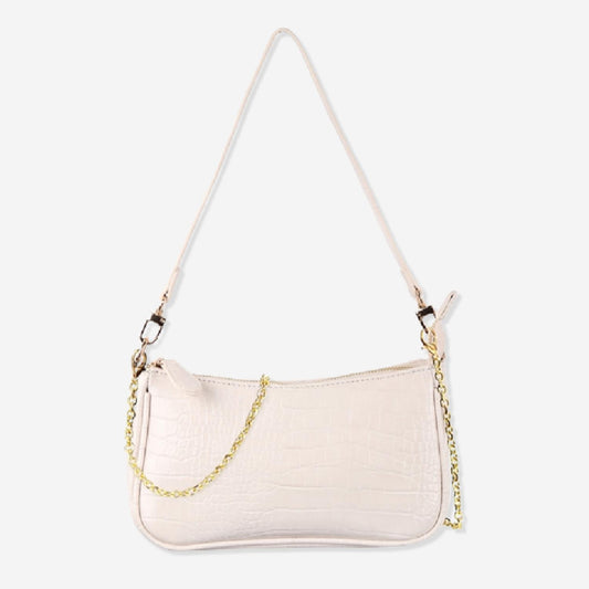 Riah Fashion - Croc-textured Faux Leather Convertible Bag
