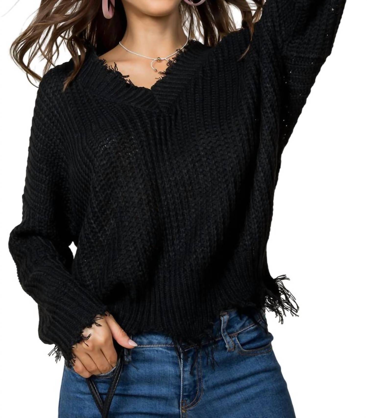Mainstrip - Frayed Zig Zag Sweater