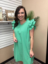 Umgee - Seersucker Ruffle Shift Dress