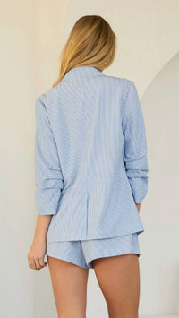 Skies Are Blue - Shirred Sleeve Blazer