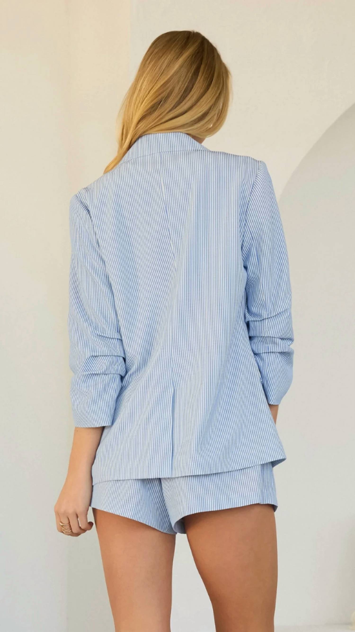 Skies Are Blue - Shirred Sleeve Blazer