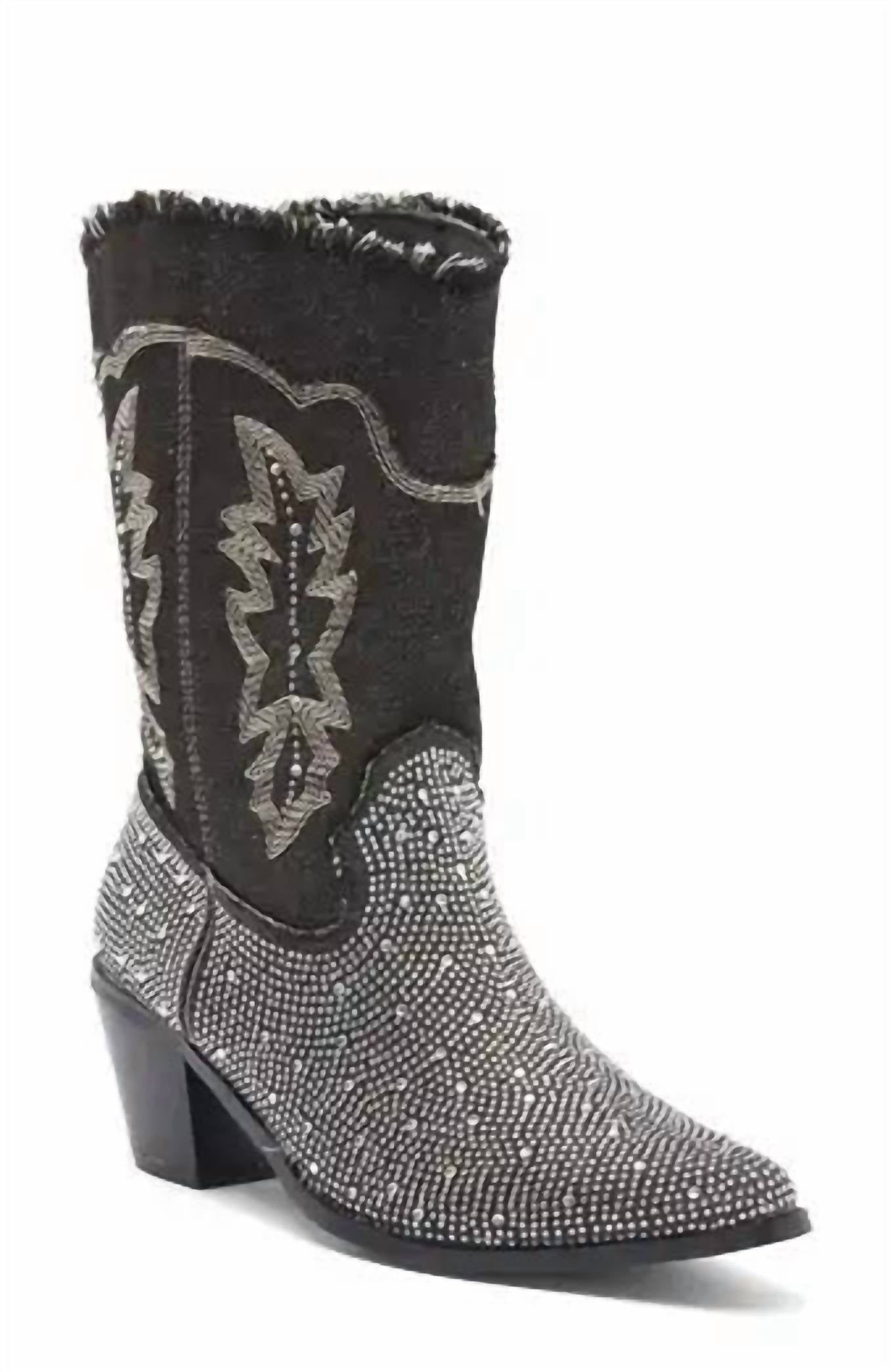 Wild Diva - Women's Rhinestone Mid-calf Cowgirl Boot