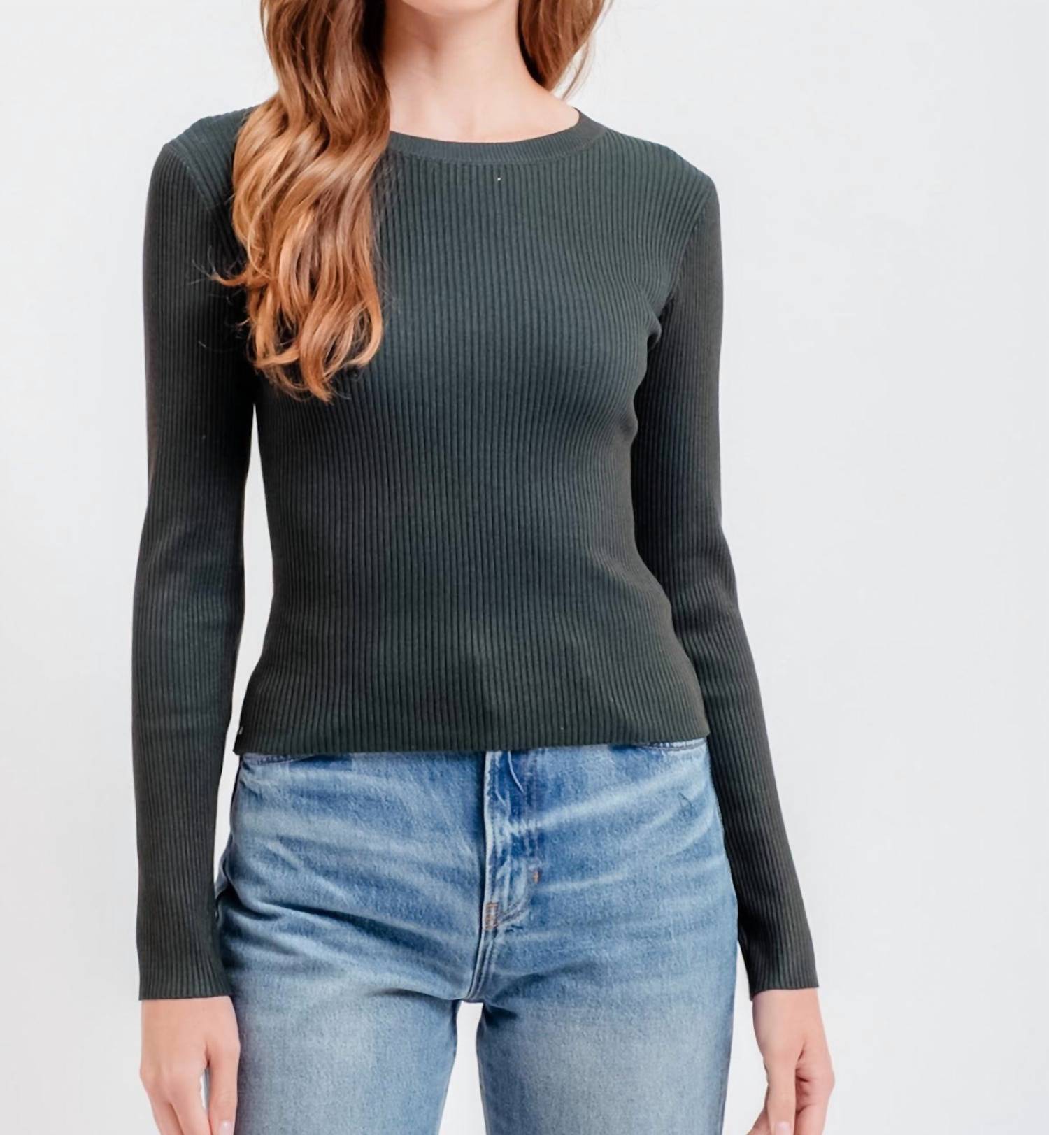The Workshop Basics Ribbed Sweater in green - women's sweater