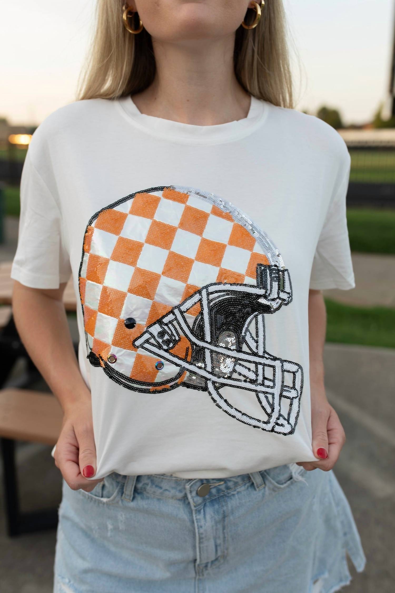 QUEEN OF SPARKLES Go Big Short Sleeve Tee in white - women's t-shirt - detail view