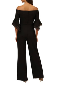 Adrianna Papell - Off Shoulder Flounce Sleeve Zipper Back Jumpsuit