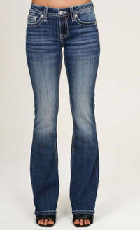 Miss Me - Women's Star Mid-rise Boot Cut Jeans