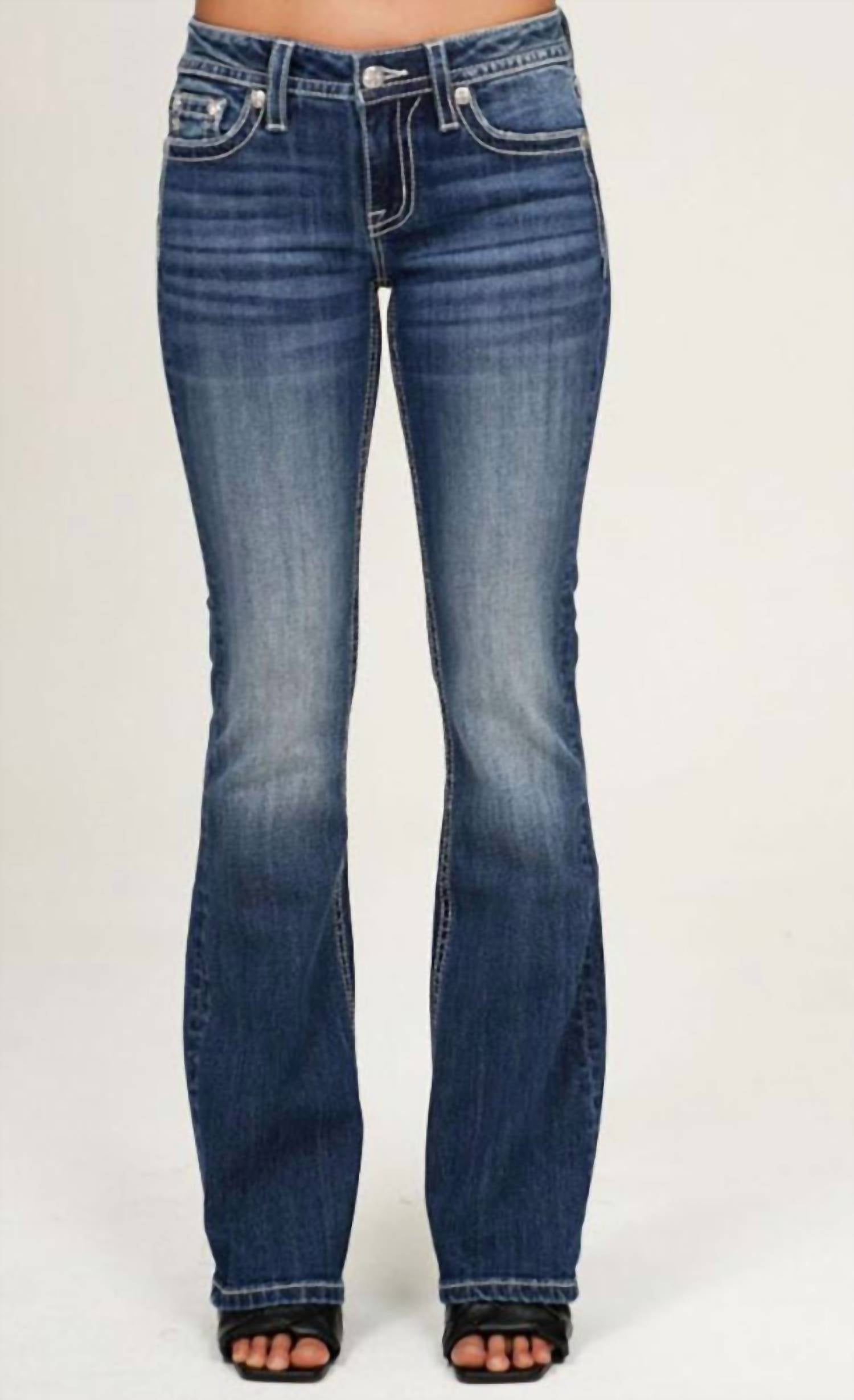 Miss Me - Women's Star Mid-rise Boot Cut Jeans