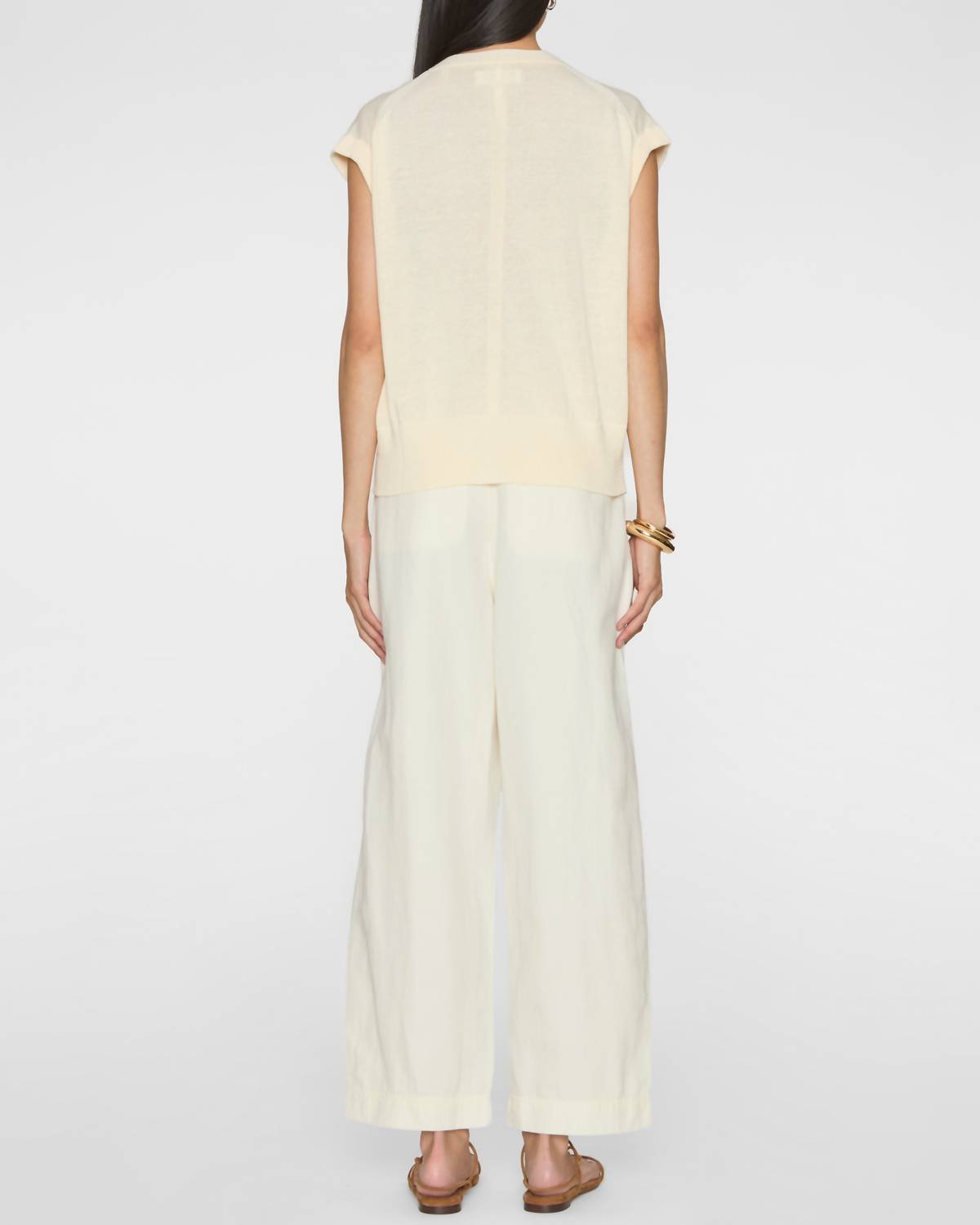 APIECE APART Fine Weight Cropped Vest in cream 3 - women's jacket - detail view