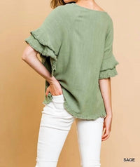 Umgee - Elizabeth Layered Ruffle Short Sleeve Top