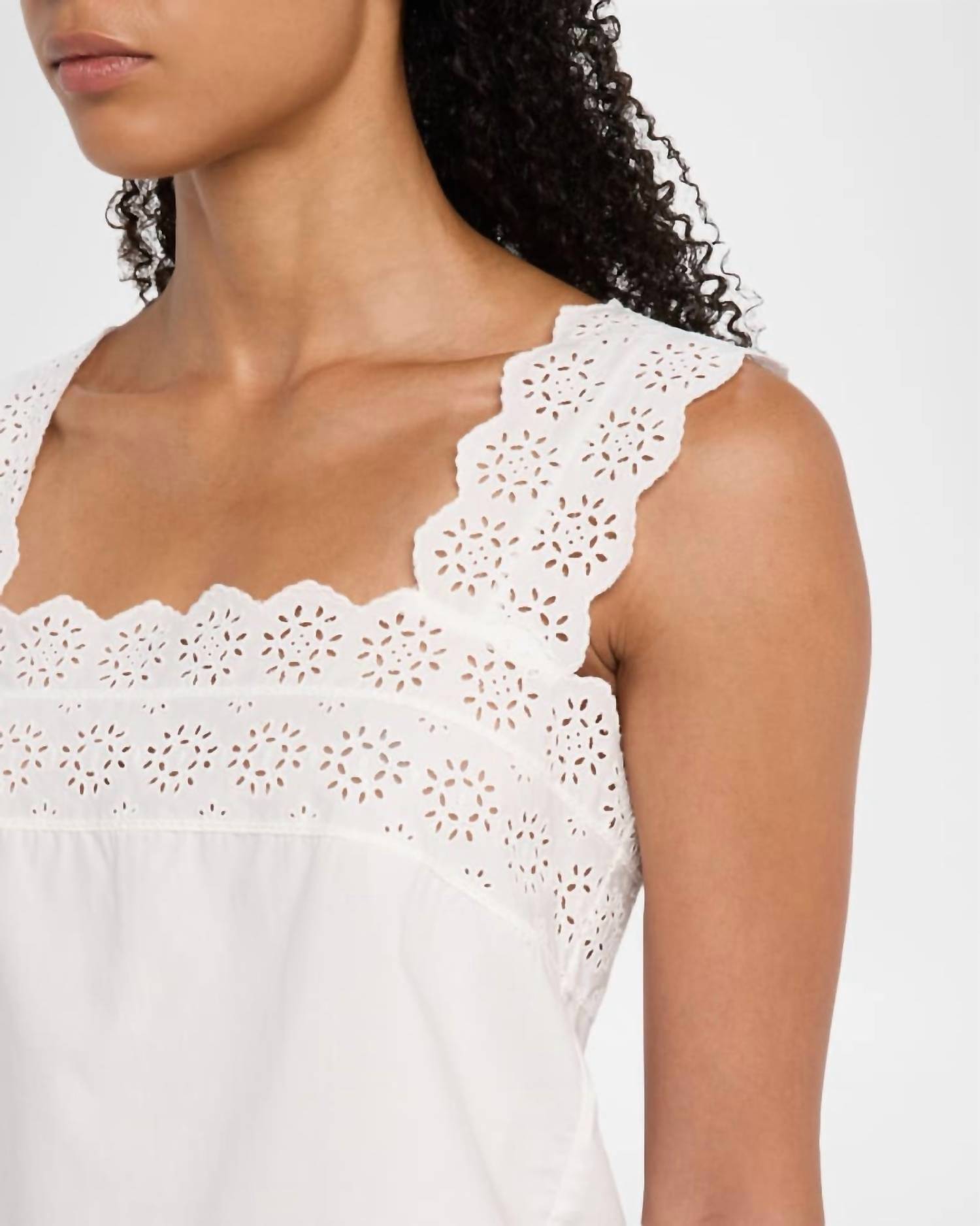 Frame - Eyelet Square Neck Tank Top