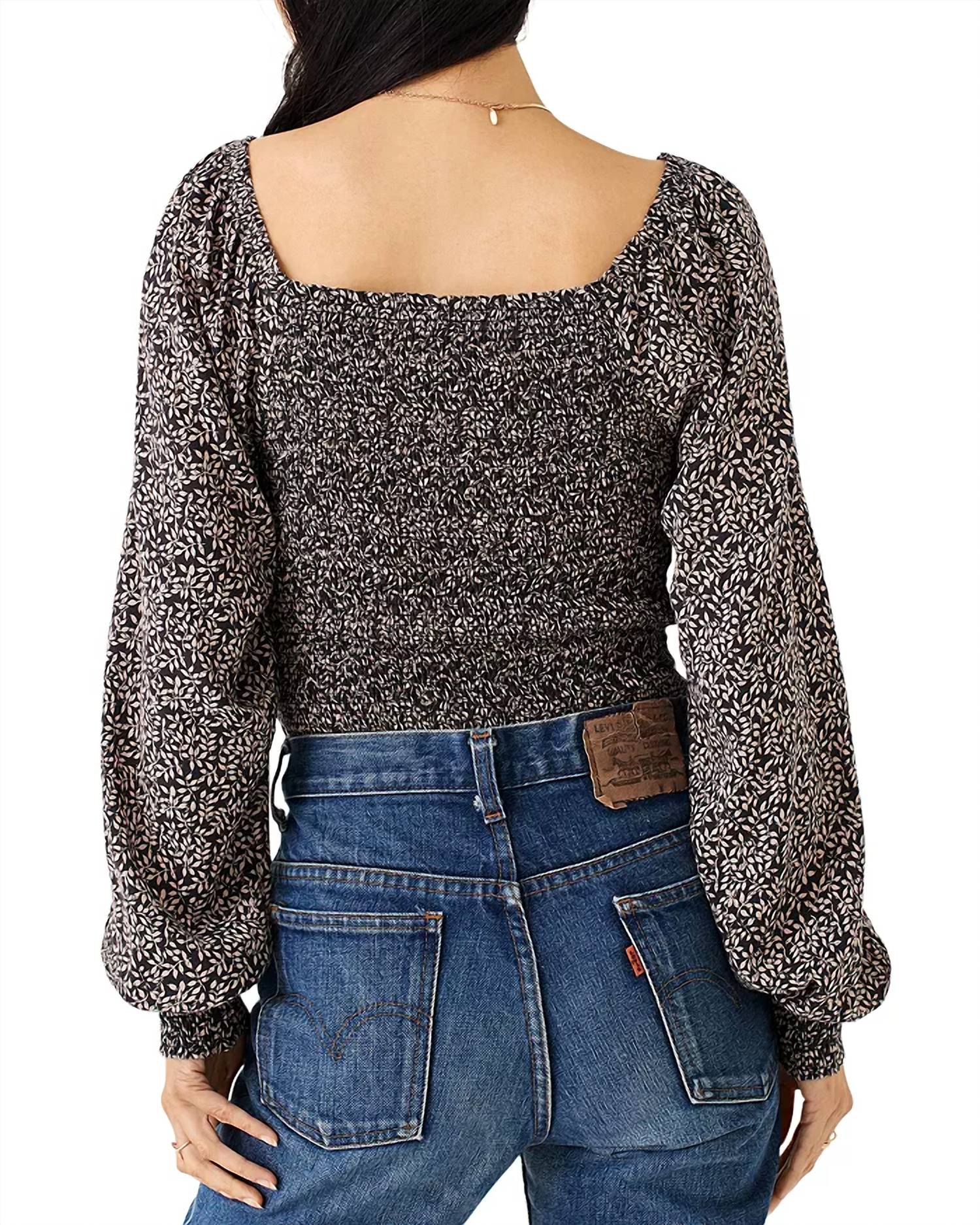 Faherty - Beatrice Smock Top - brown - clothing - floral