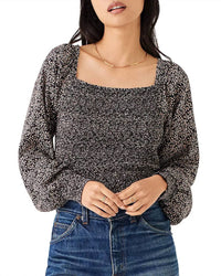 Faherty - Beatrice Smock Top - brown - clothing - floral