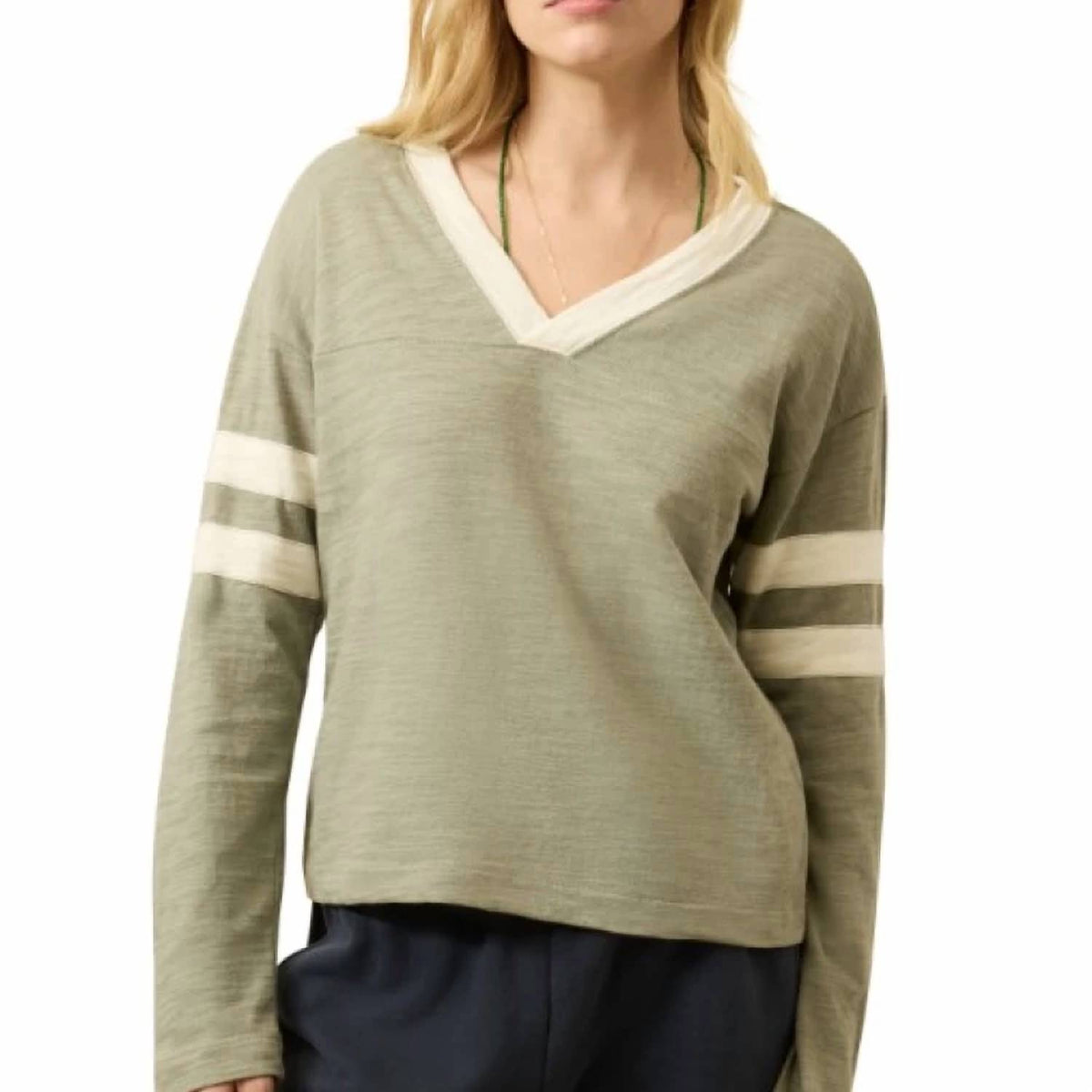Faherty - Sunwashed Slub Varsity V-Neck Tee