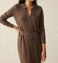 Faherty - Jackson Sweater Midi Dress - brown - clothing - cotton - blend