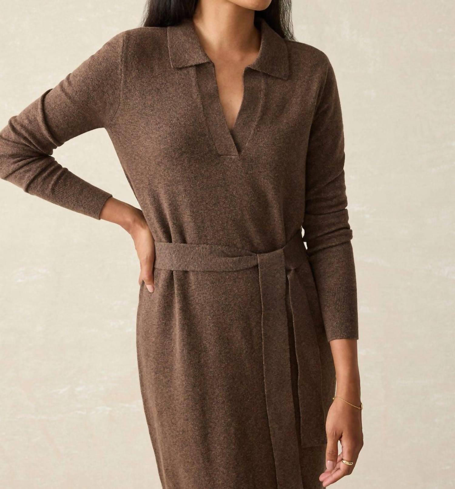 Faherty - Jackson Sweater Midi Dress - brown - clothing - cotton - blend