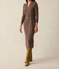 Faherty - Jackson Sweater Midi Dress - brown - clothing - cotton - blend