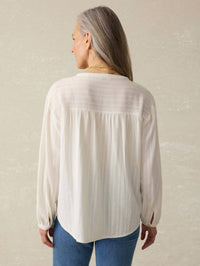 Faherty - Lena Long Sleeve Button Up Blouse - beige - blouses - clothing