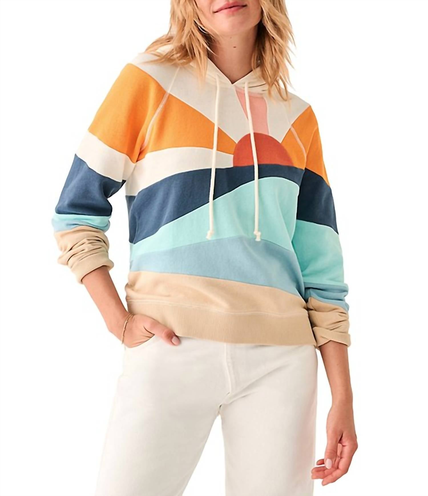 Faherty - Soleil Abstract Print Long Sleeve Pullover Hoodie - clothing - cotton - hoodies