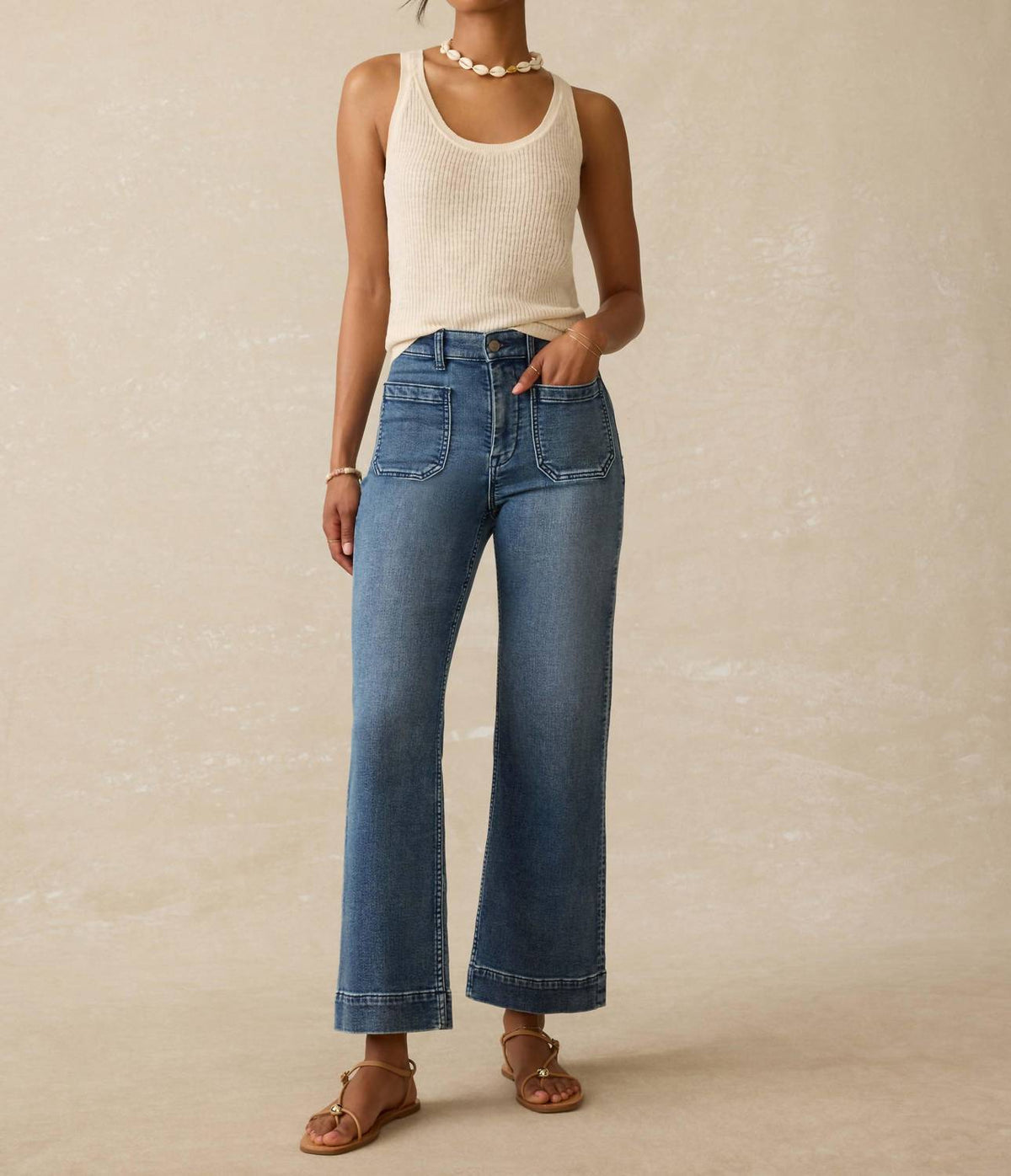 Faherty - Women's Stretch Terry Patch Pocket Ankle Top