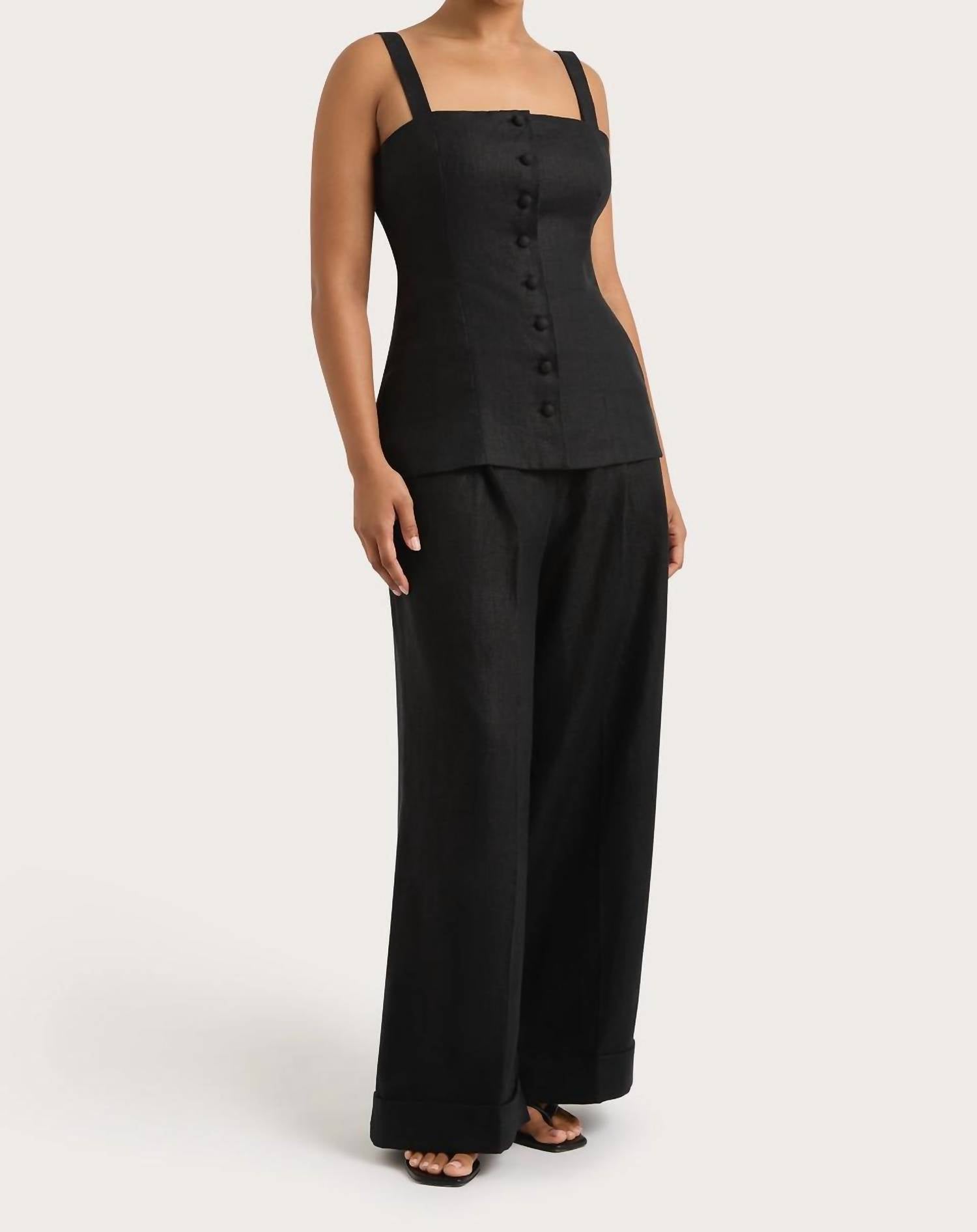 Faithfull The Brand - Clove Trouser Pants - black - clothing - linen