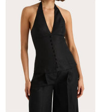 Faithfull The Brand - Marie Halter Top - black - blouses - clothing