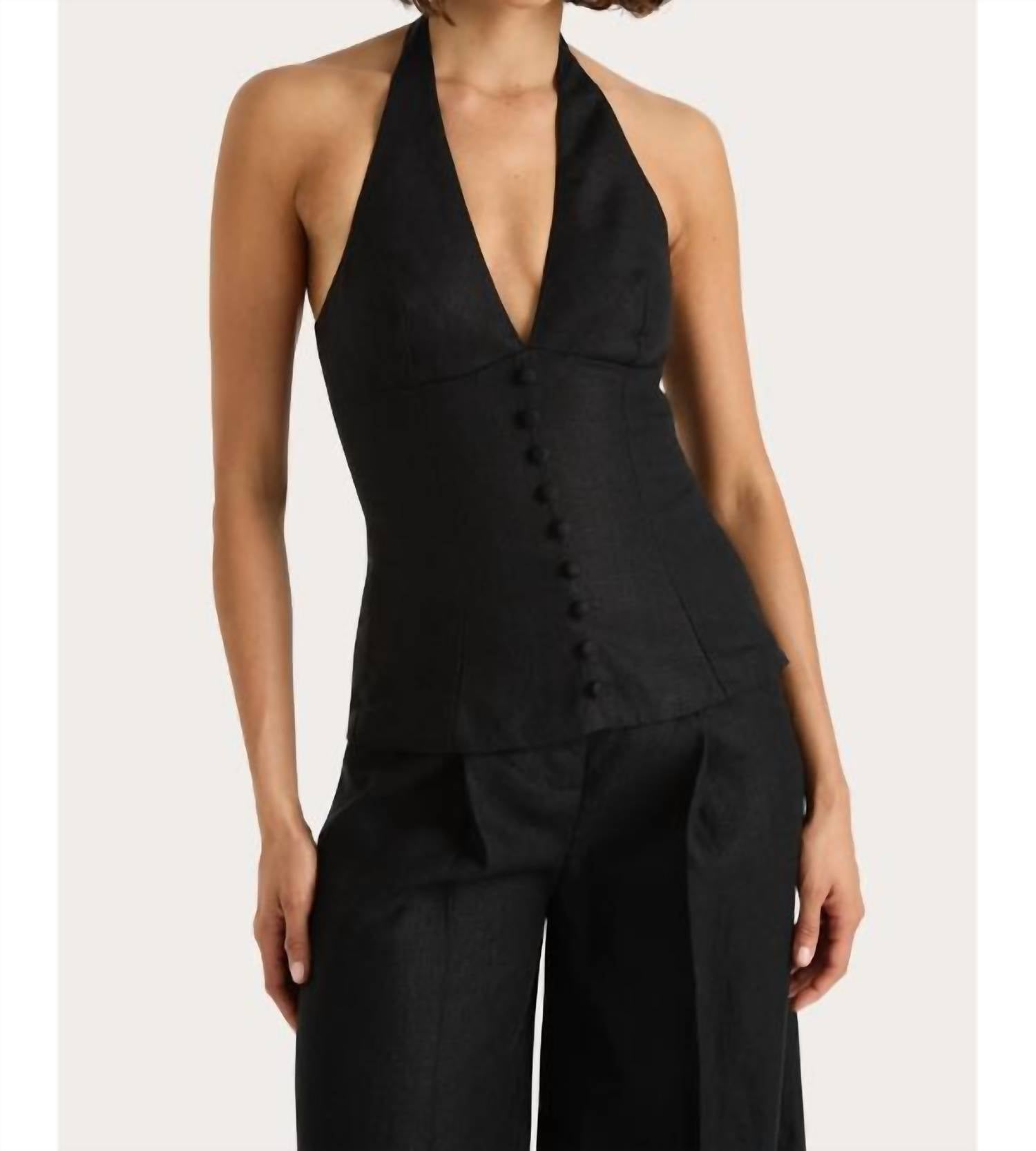 Faithfull The Brand - Marie Halter Top - black - blouses - clothing