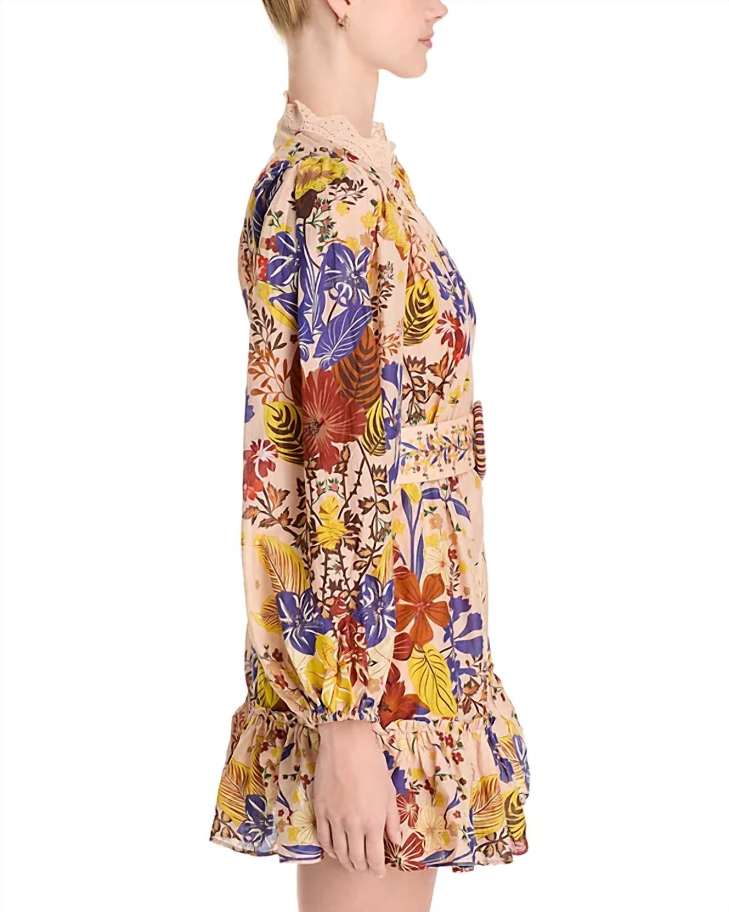 Farm Rio - Beauty Bouquet Puff Sleeve Mini Dress - clothing - collection:vacationdresses(Auto) - cotton