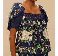 Farm Rio - Flower Tapestry Yoke Blouse