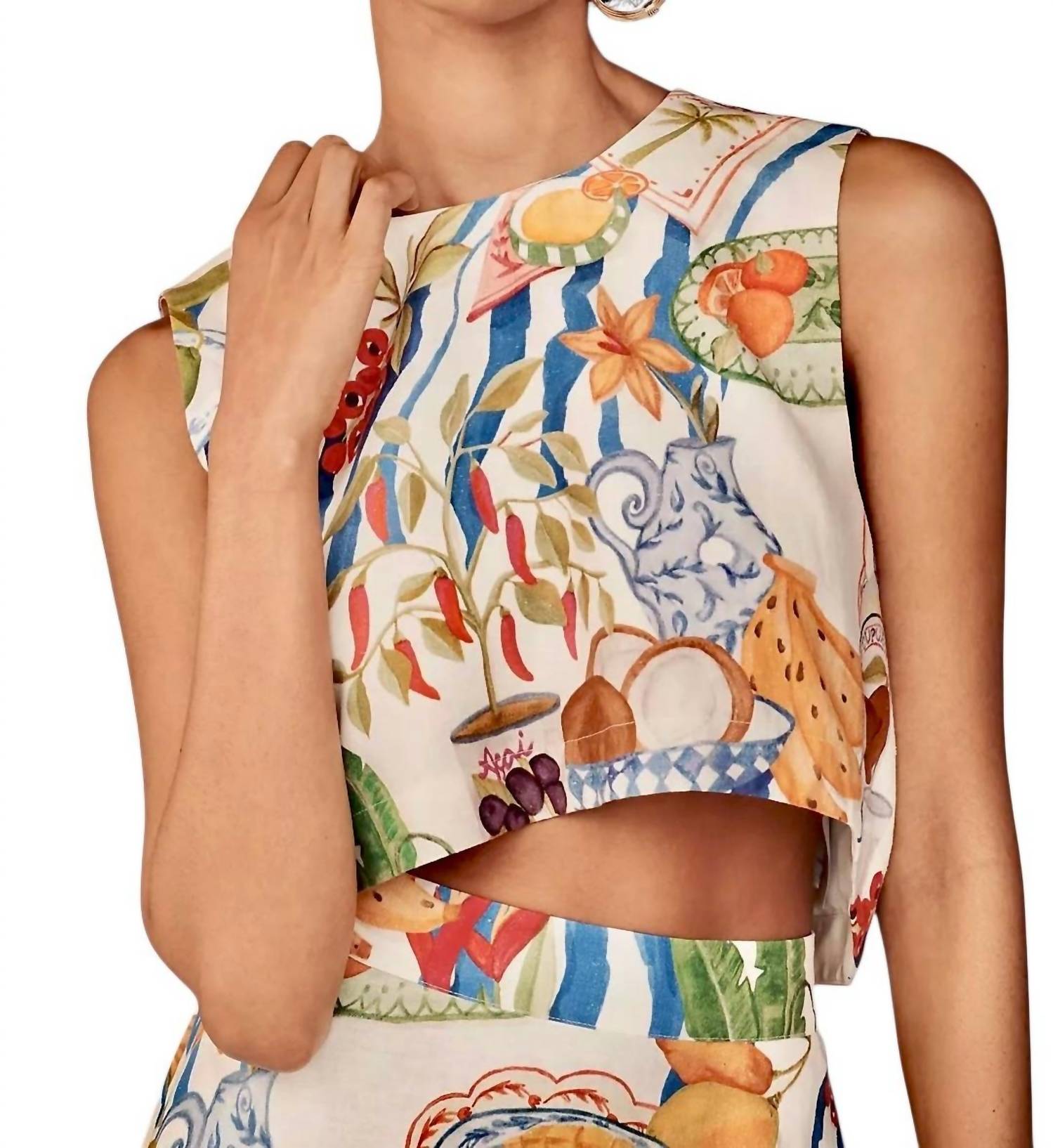 Farm Rio - Fresh Table Crop Top - clothing - crop - tops - linen - blend