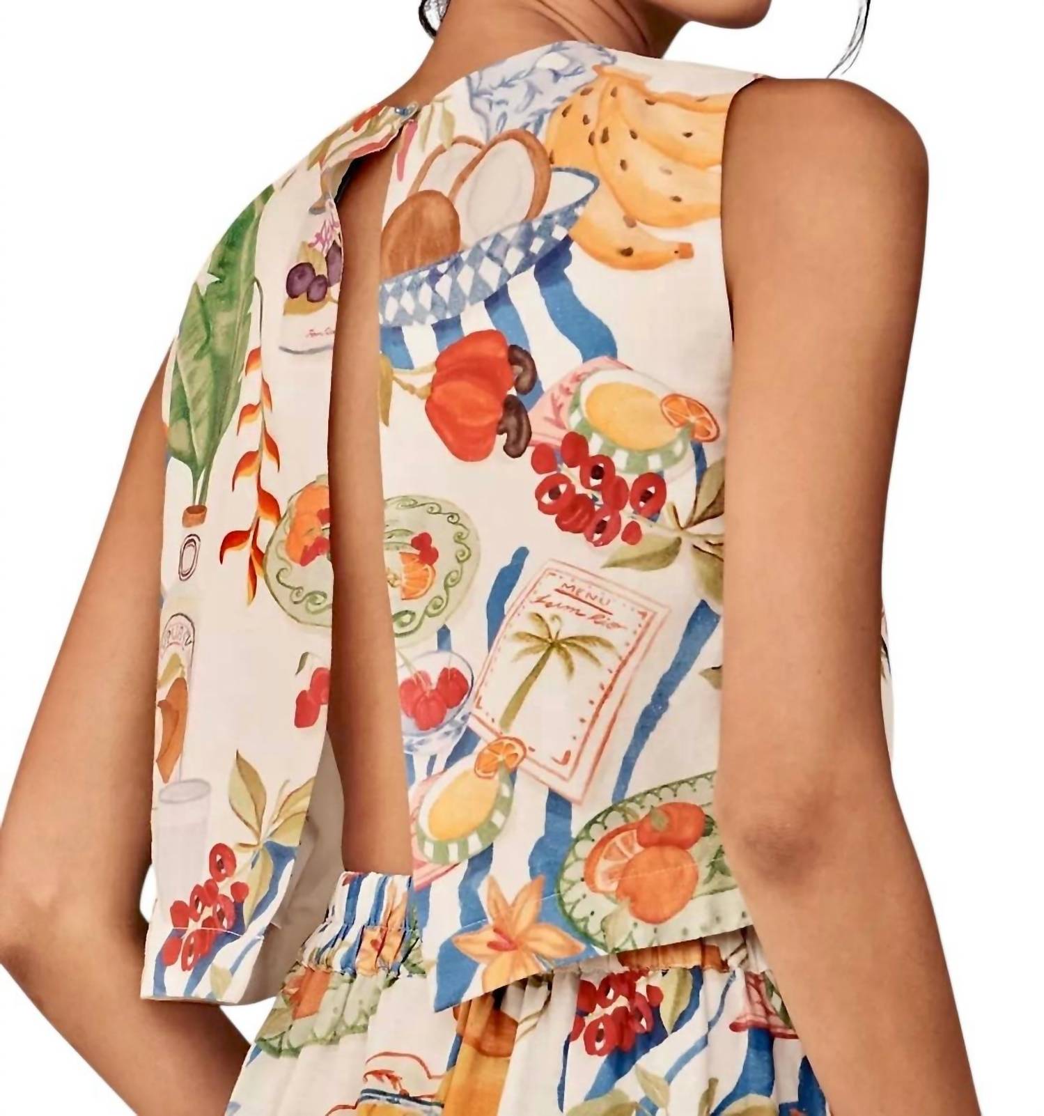 Farm Rio - Fresh Table Crop Top - clothing - crop - tops - linen - blend