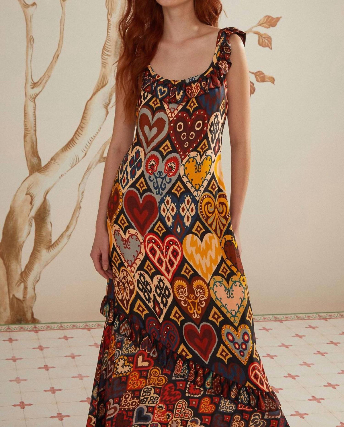 Farm Rio - HEARTS IKAT MAXI DRESS