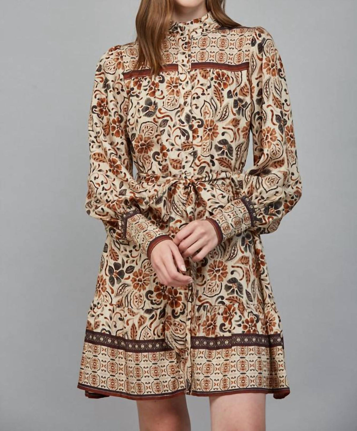 Fate - Boho Tiered Long Sleeve Mini Dress