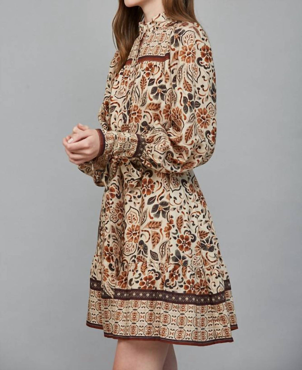 Fate - Boho Tiered Long Sleeve Mini Dress