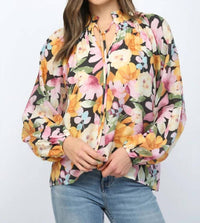 Fate - Bold Floral Ruffled High Neck Blouse
