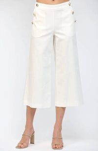Fate - Button Cropped Wide-leg Pants