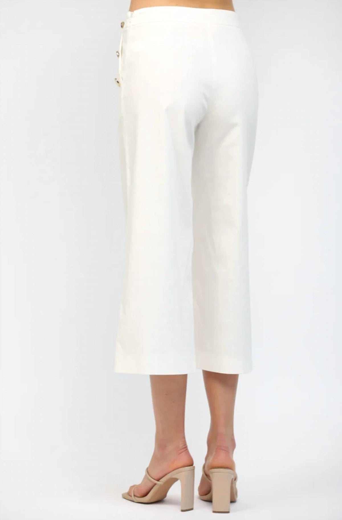 Fate - Button Cropped Wide-leg Pants