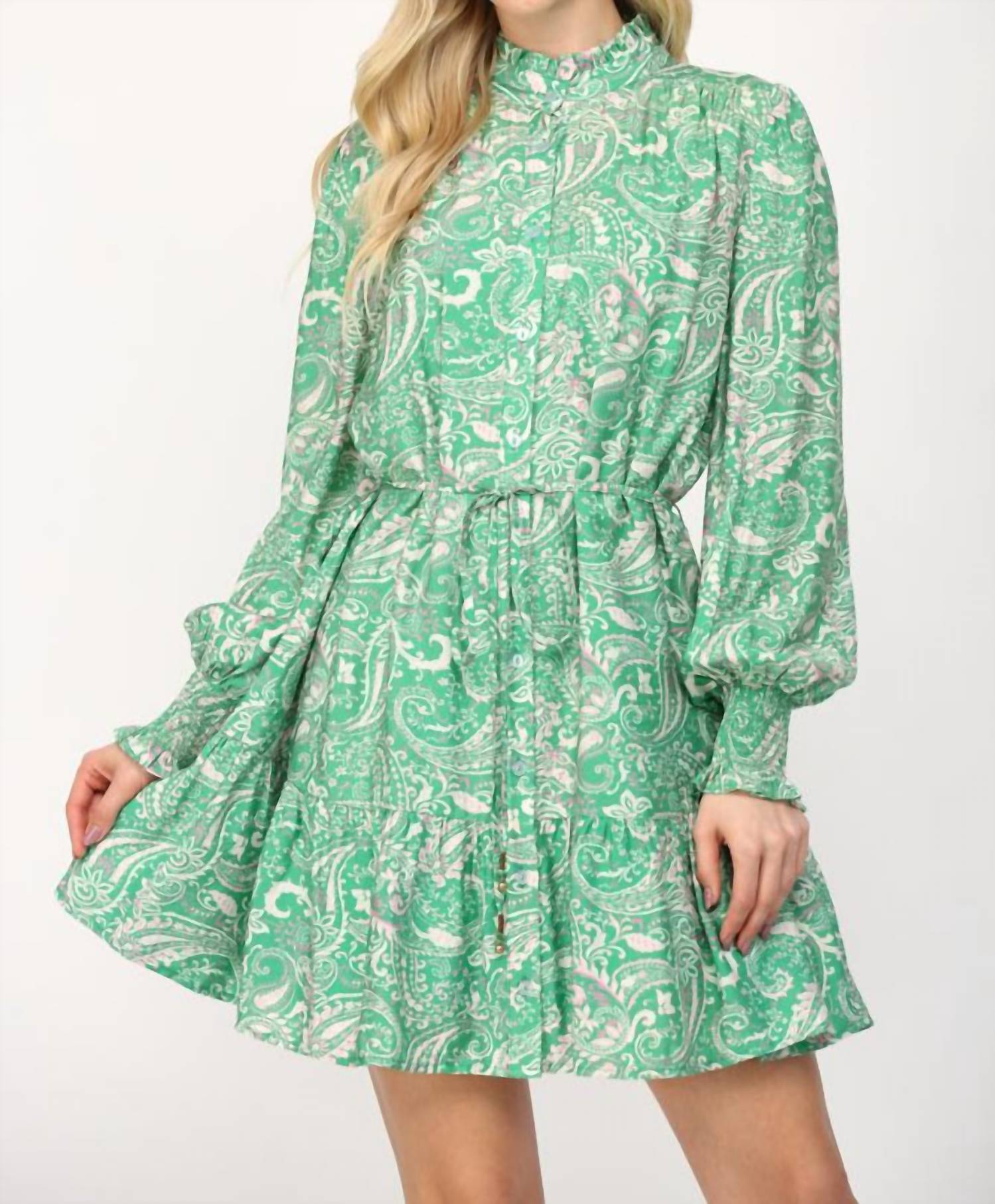 Fate By Lfd - Paisley Button Down Dress - clothing - dresses - green