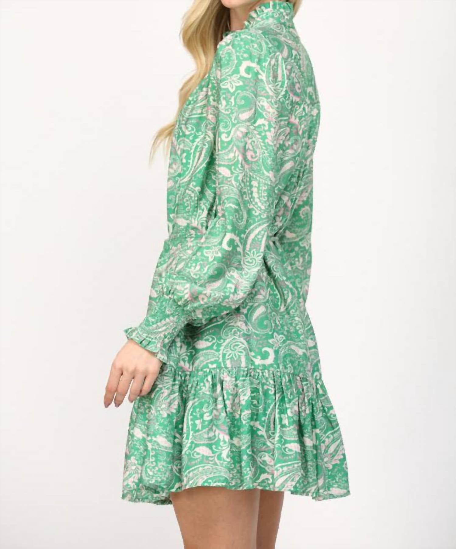 Fate By Lfd - Paisley Button Down Dress - clothing - dresses - green