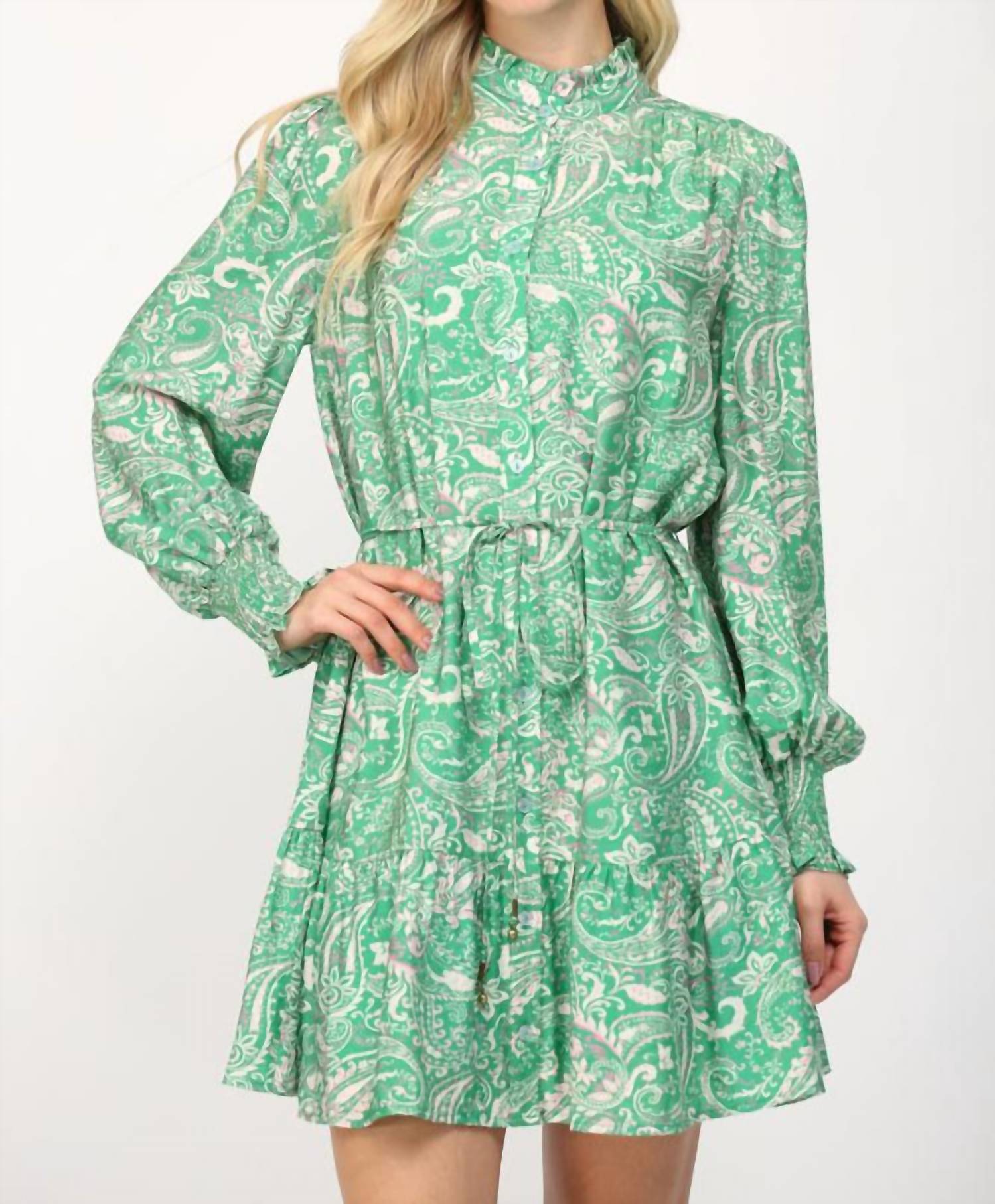 Fate By Lfd - Paisley Button Down Dress - clothing - dresses - green
