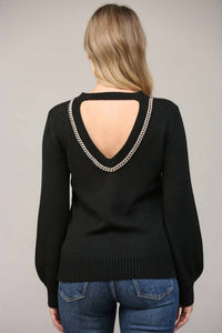 Fate - Chain Trimmed Open Back Sweater