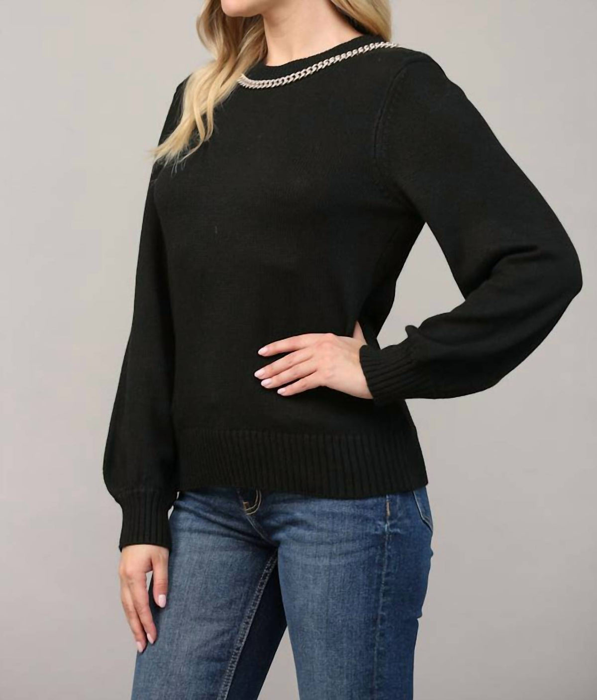 Fate - Chain Trimmed Open Back Sweater